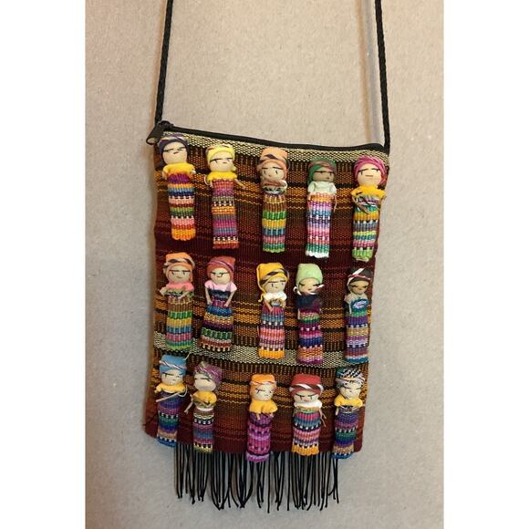 Mayan Worry Doll Crossbody BAG Cotton With Zipper Closure - Picture 2 of 4